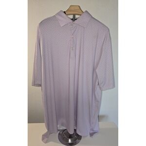 Turtleson Men's Golf Polo Shirt‎ Pink White Blue Check Size Large -Item#108